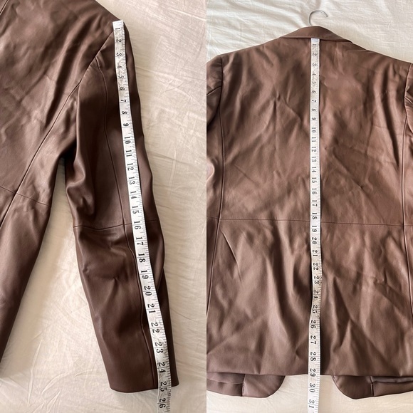 NWT ZARA Faux Leather Blazer M Chocolate Brown Blogger Favourite - Picture 12 of 16
